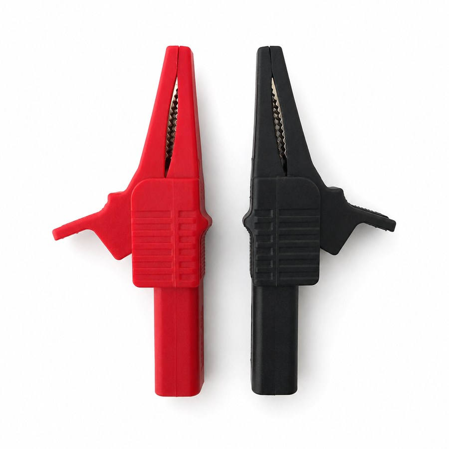 IsoSentry IS-CLP-01 Insulated Wide-Jaw Alligator Clip red and black accessory pair