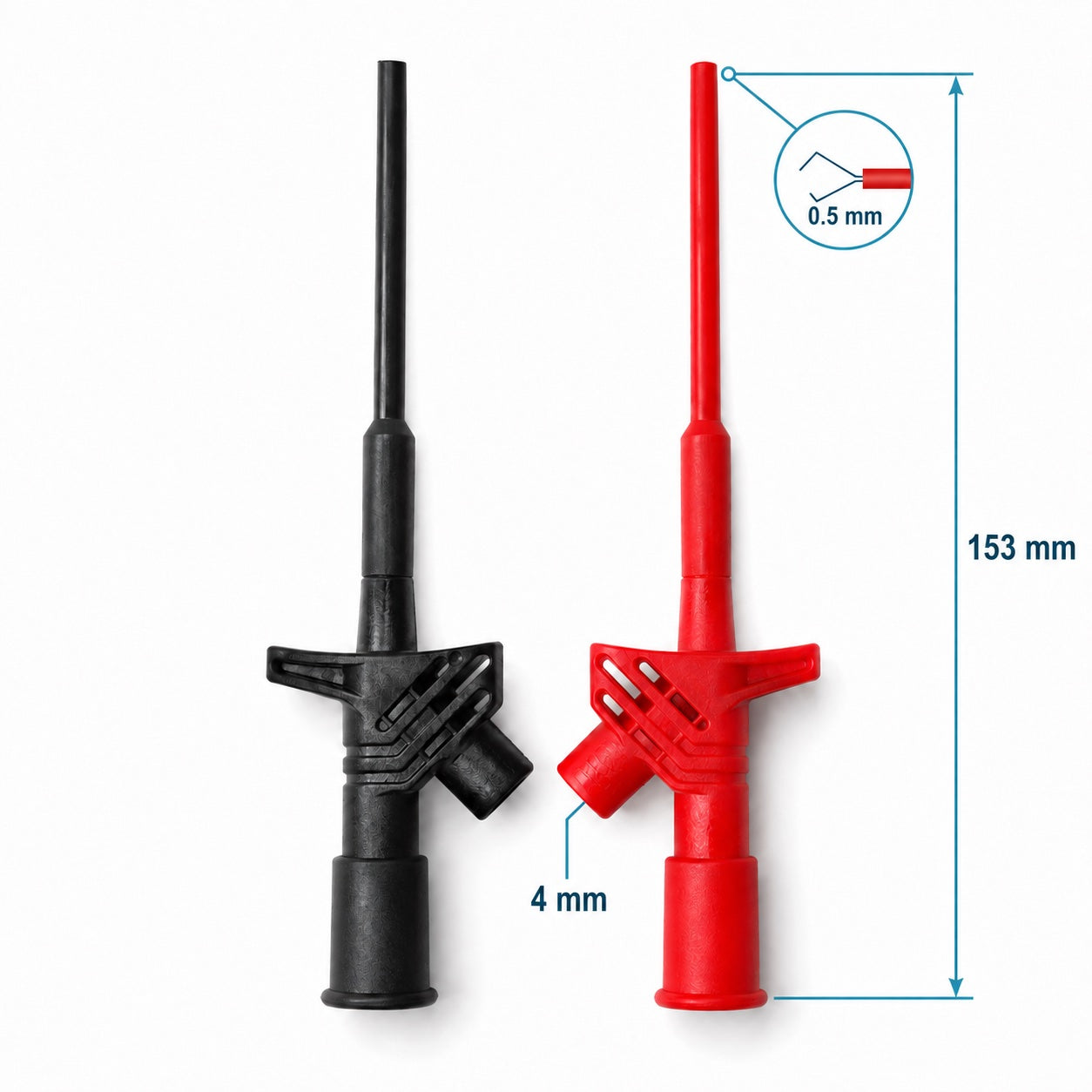 IsoSentry IS-CLP-02 Quick Test Hook Clip pair dimension reference diagram