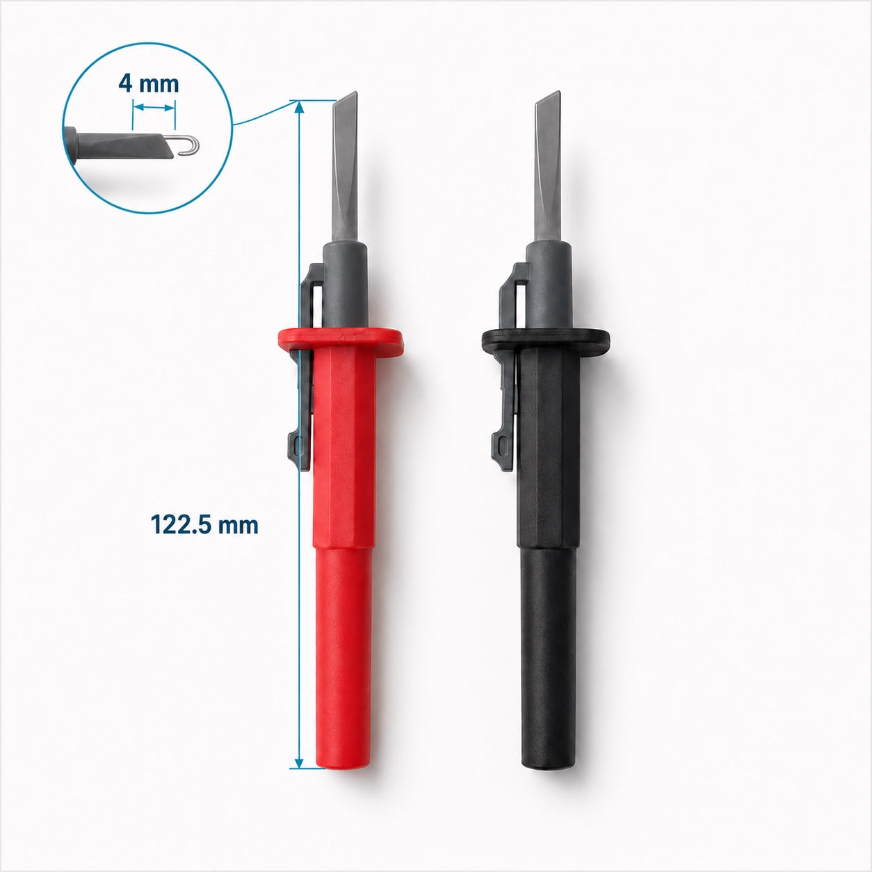 IsoSentry IS-CLP-05 Safety Hook Clip 4mm pair dimension reference diagram